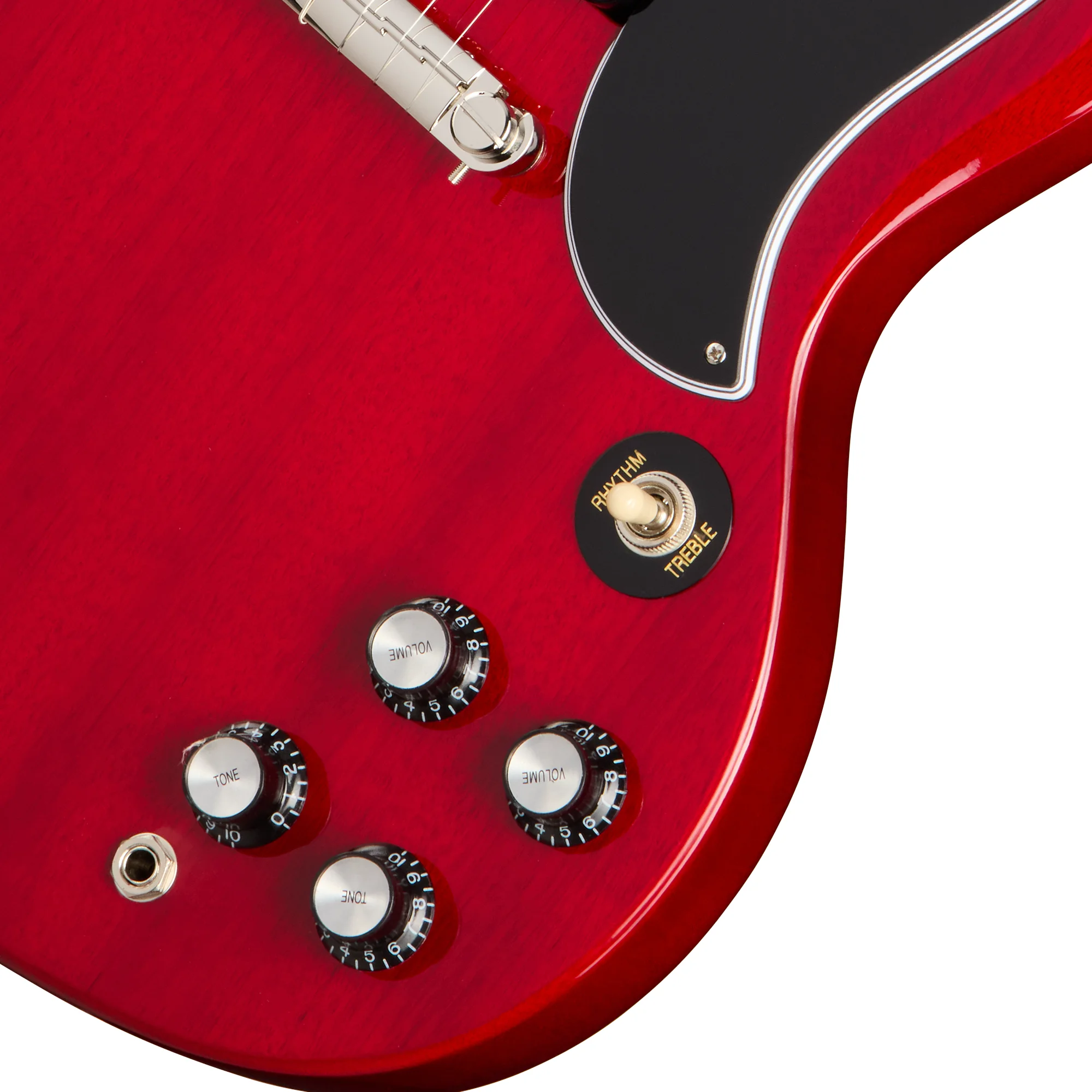 Epiphone SG Special P-90 Cherry Red - Reglerbereich auf dem Korpus